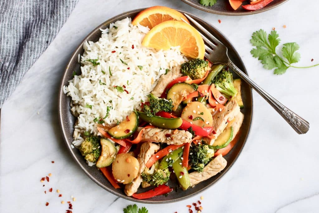 orange pork stir-fry